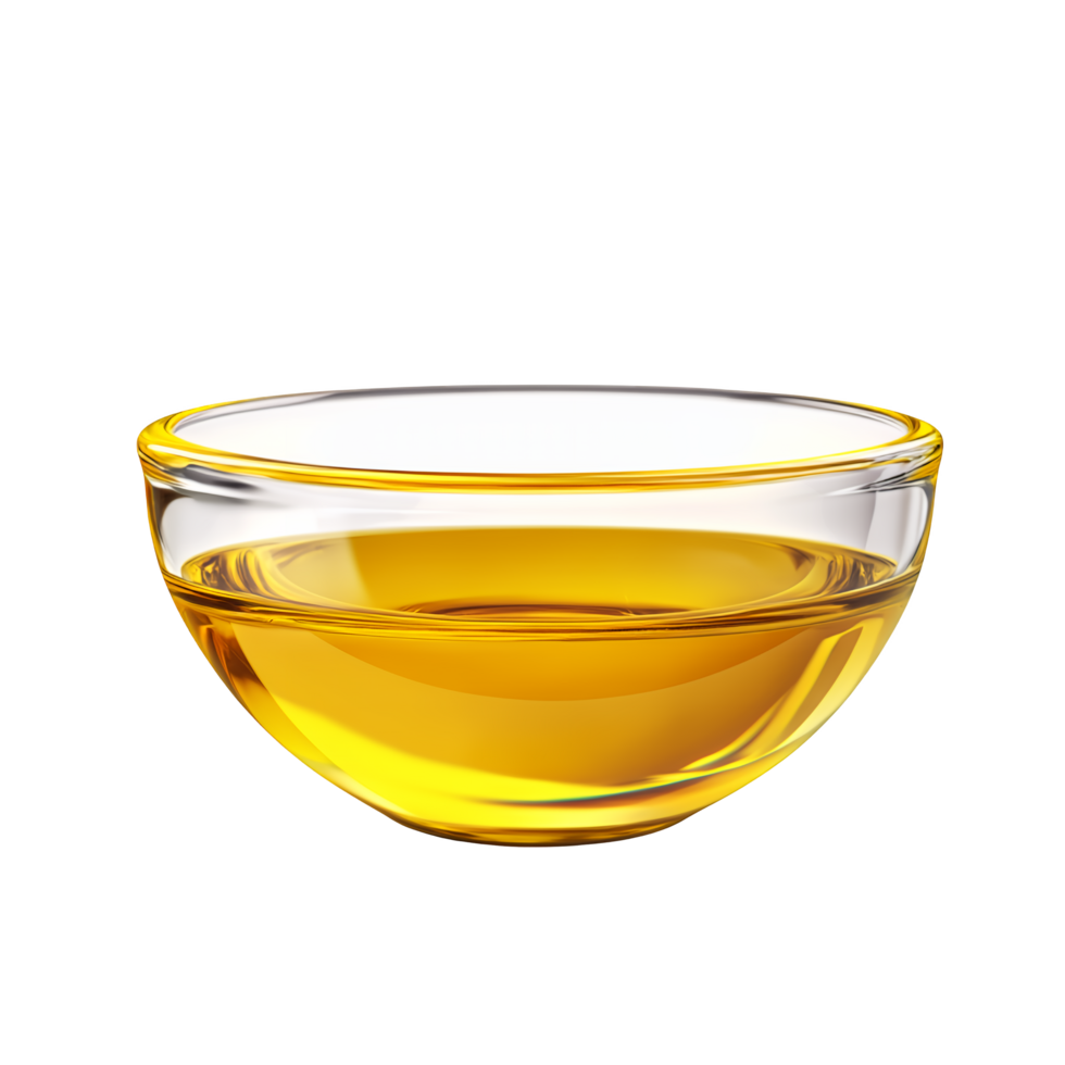 a glass bowl with oil on a transparent background png