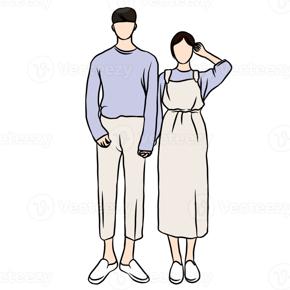 couple illustration flat style romantic valentine young style wedding fashionable purple soft png