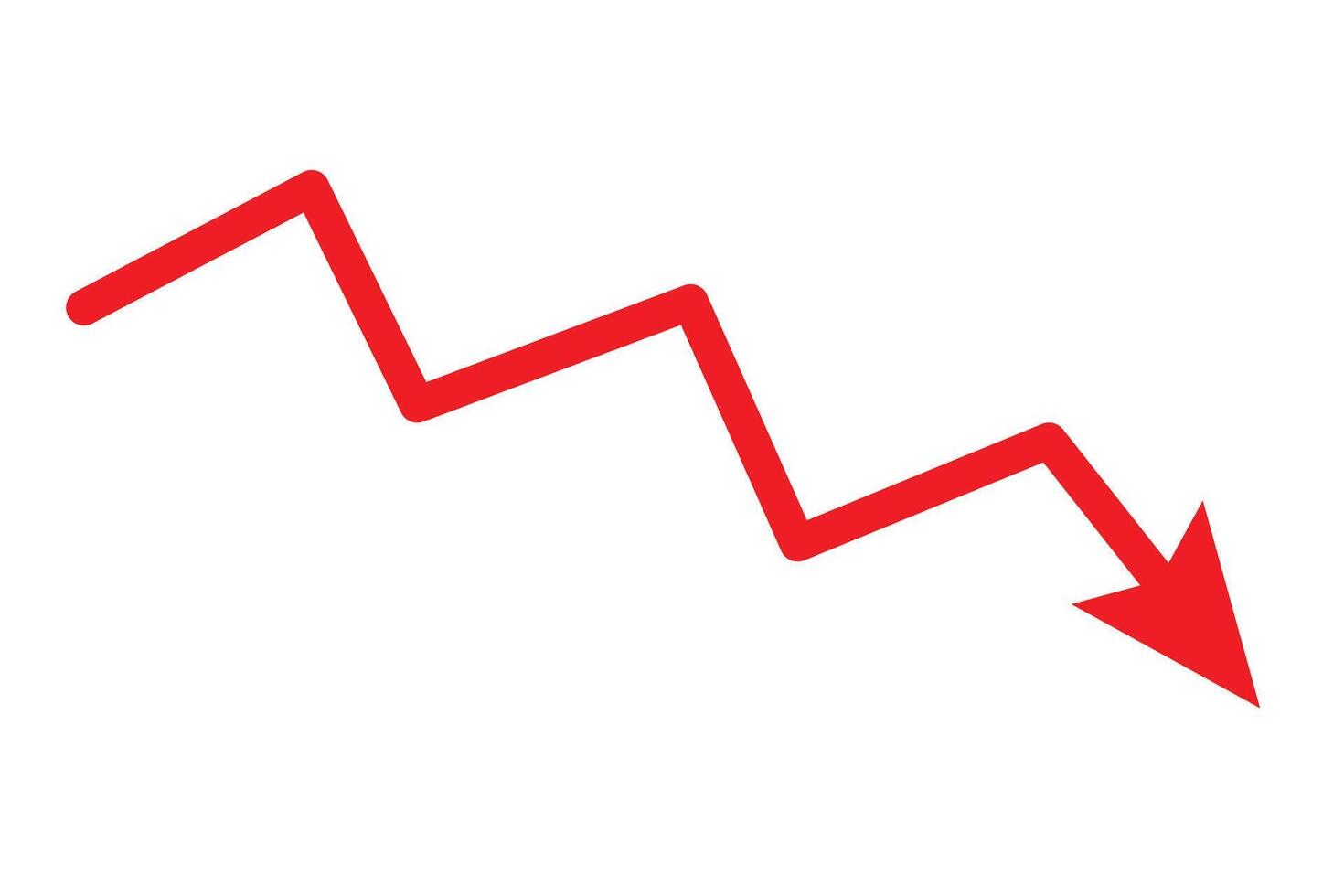 Stock or financial market crash with red arrow flat for websites. vector