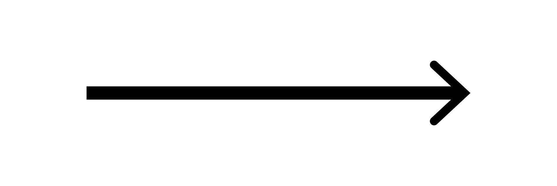 black long arrow. Black arrow pointing right in flat style. Bold thine long arrow icon. vector