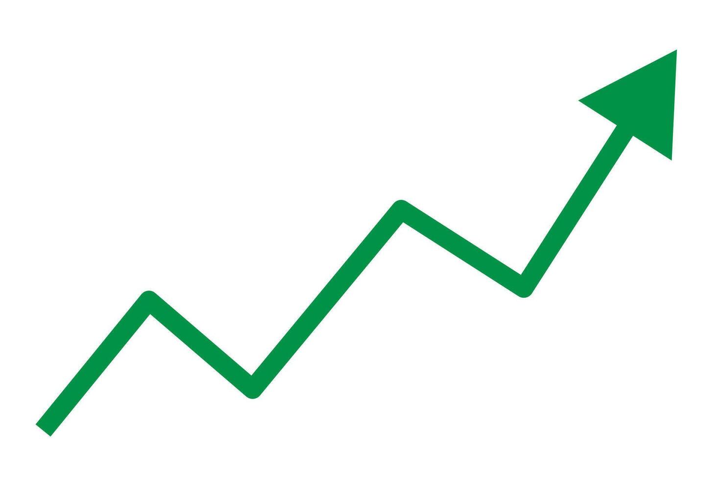 up green bull market trend rising step by step arrow with support lines isolated in white background. green Indication arrow graph going up. vector
