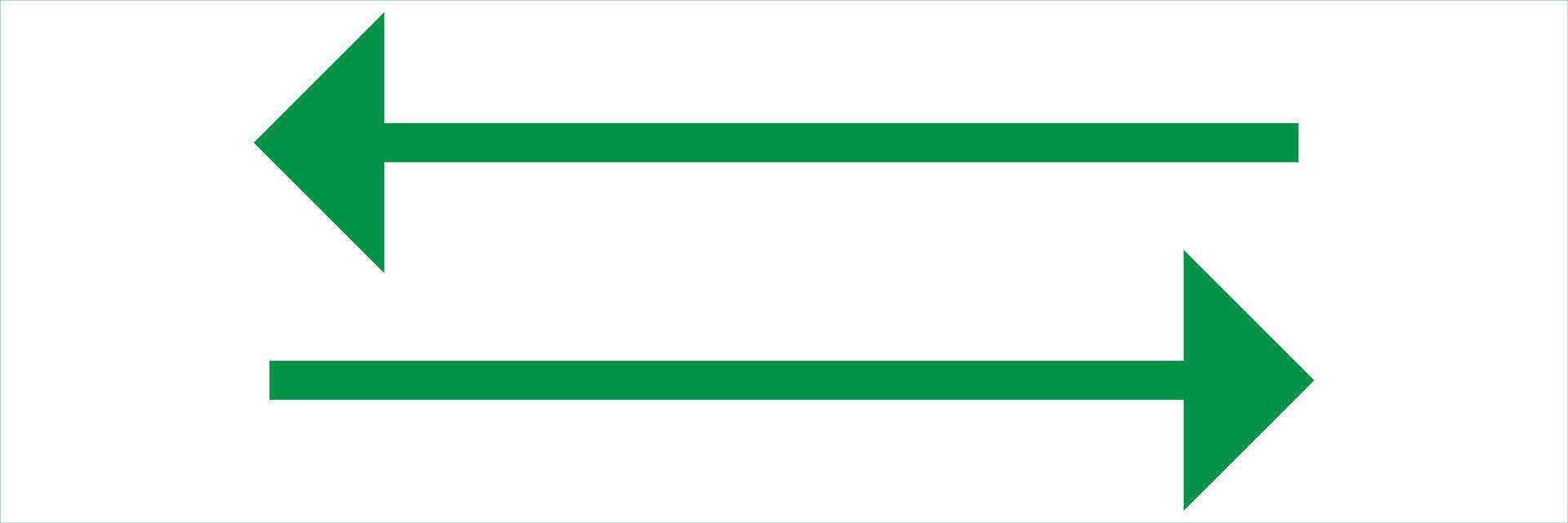 Both sided right and left pointing green long arrow. green straight long arrow icon isolated on white background. vector