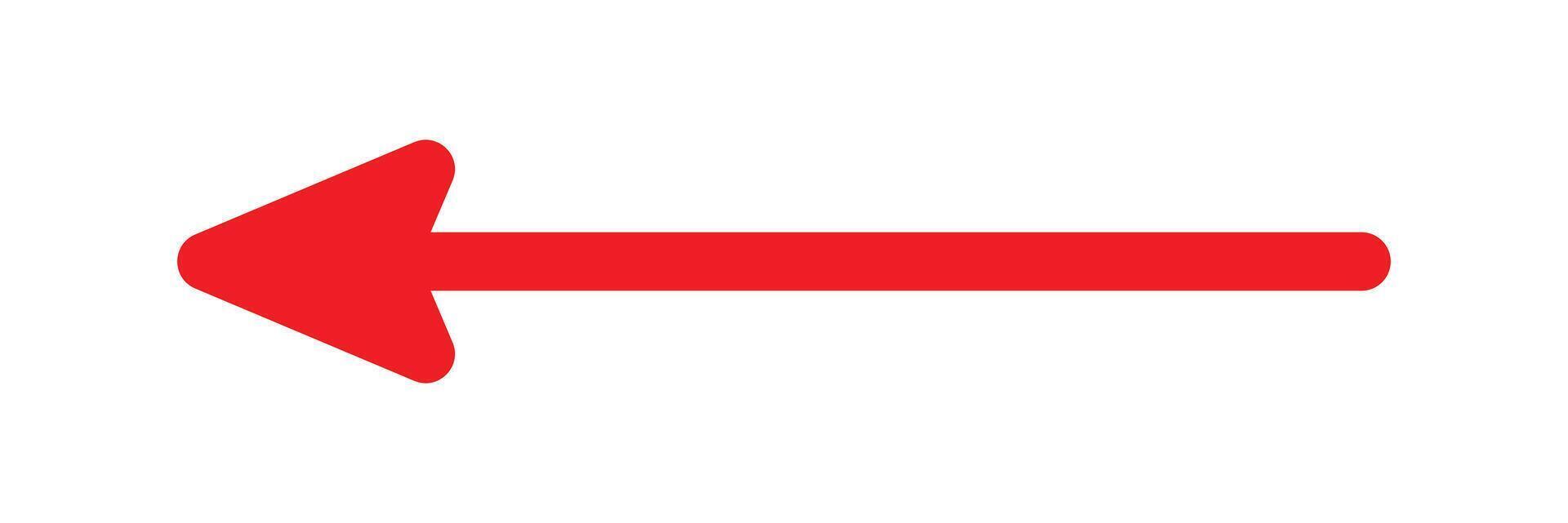 Long arrow. red arrow pointing left side. red large horizontal arrow pointing left. Bold thine horizontal long arrow. Red arrow . vector