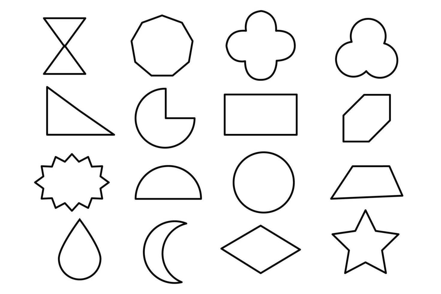 Assorted geometric figures layout. Flat minimal design icons. Simple geometric elements pack. vector