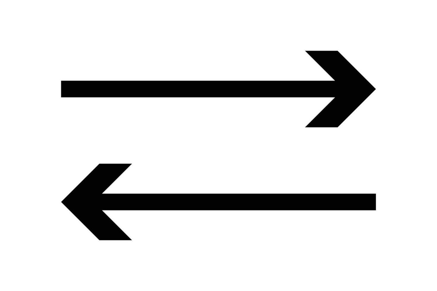 black arrow pointing right and left icon on white background. black straight long arrows pointing both side right and left. vector