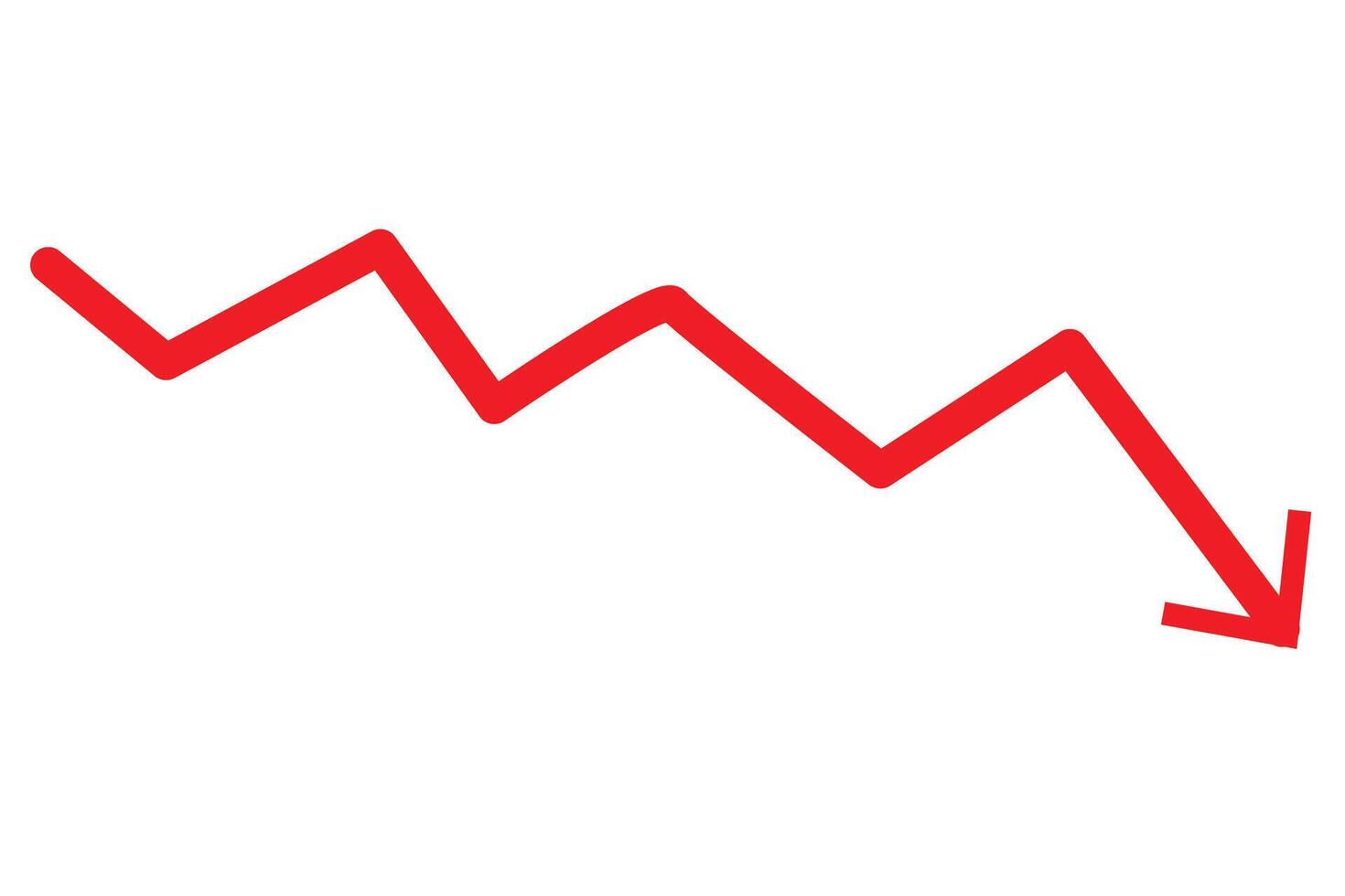 arrow going down stock icon on white background. Bankruptcy, financial market crash icon. vector