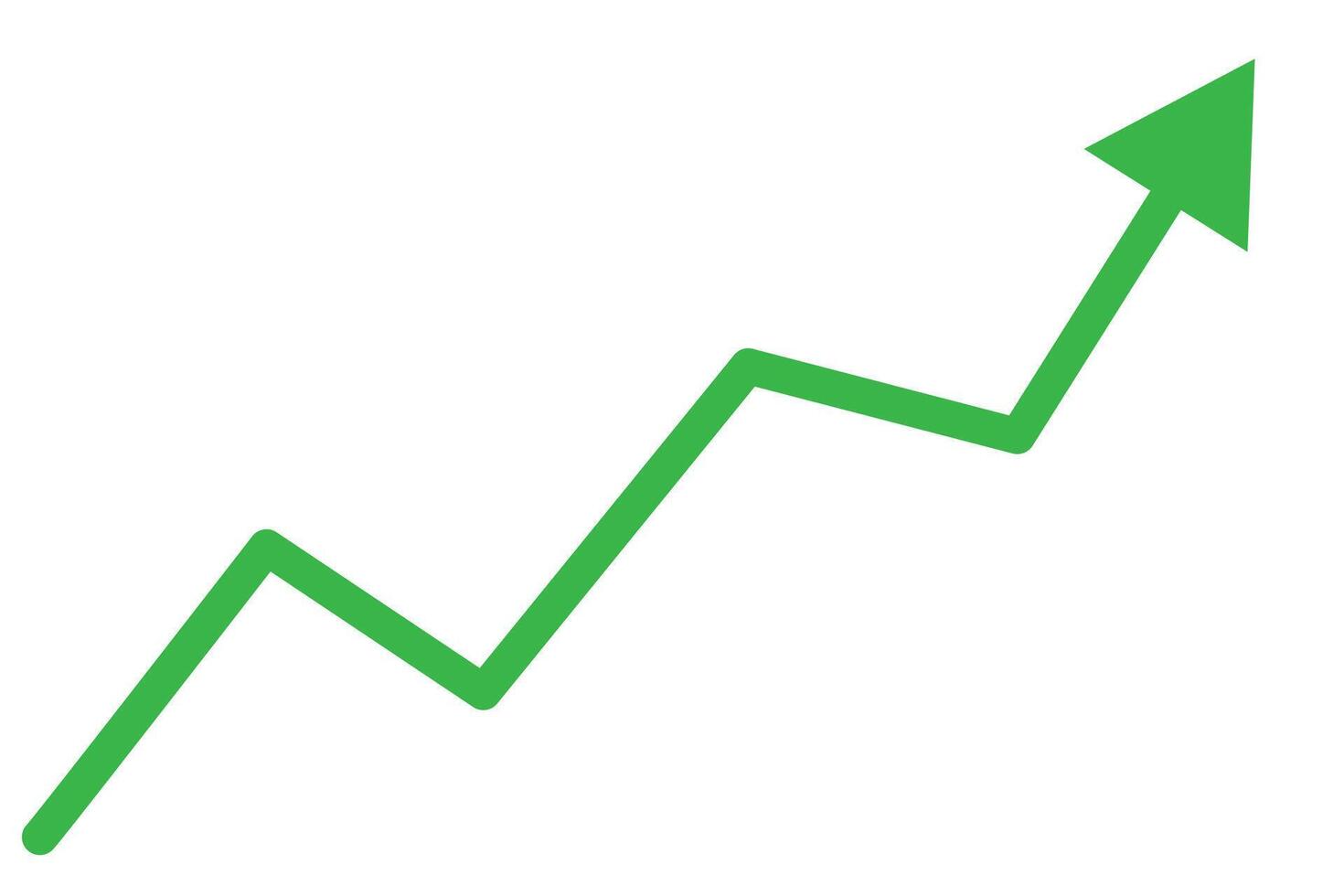 A graph with an upward arrow going up. vector