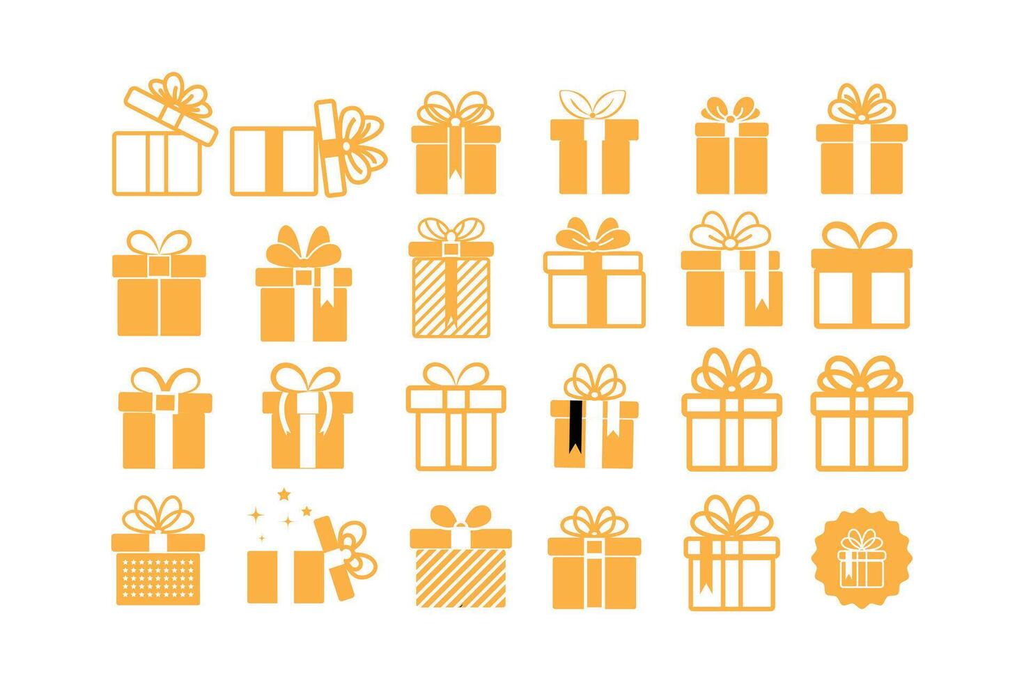 Gift box icon collection in different style with ribbon. vector