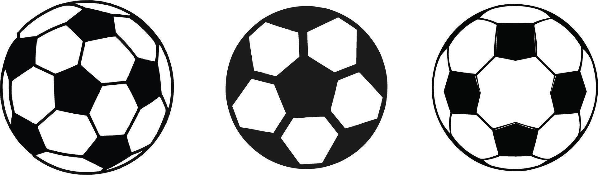 a set of three soccer balls with different designs vector