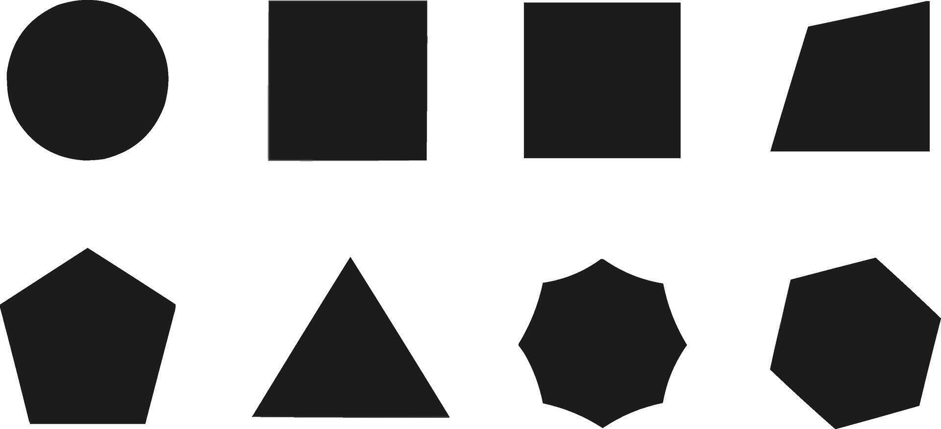 A set of black silhouettes showcasing various geometric shapes vector