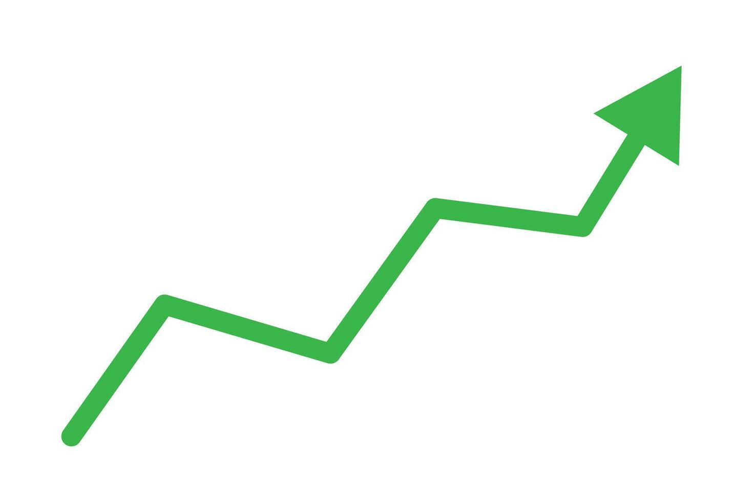 Green upward arrow symbol with flat design style for financial growth art . vector