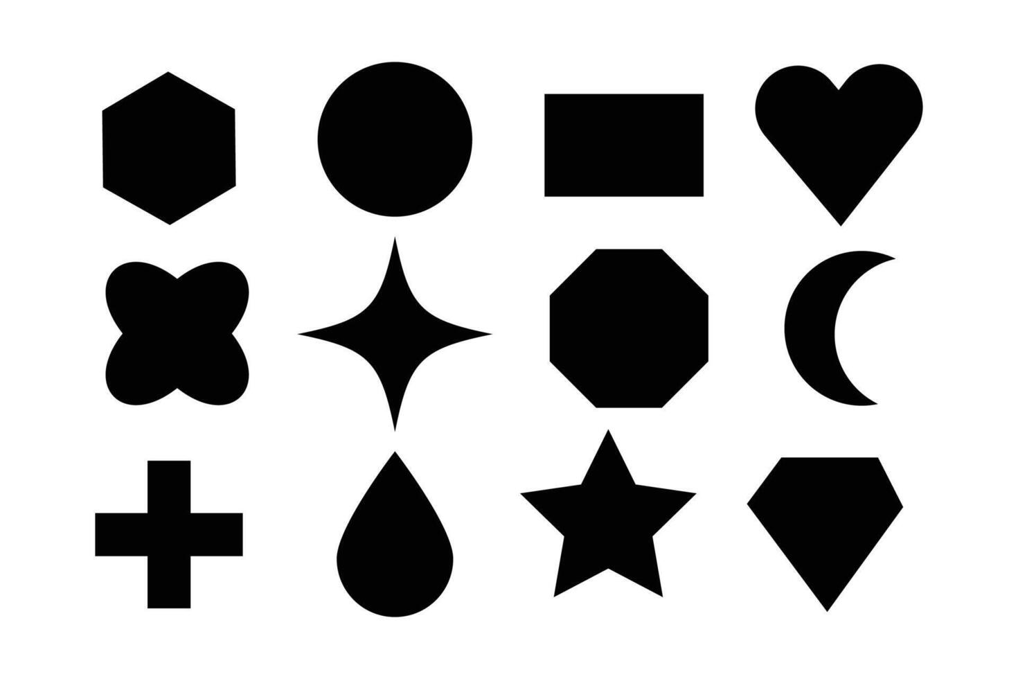 Basic shape set. Simple geometry shapes set. Geometric primitives icons. vector