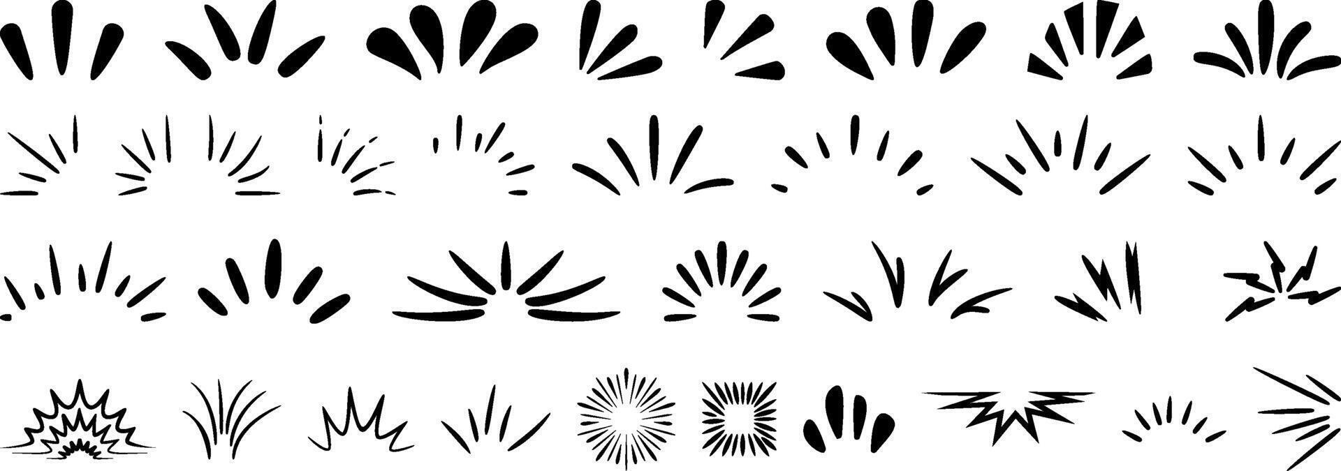 Expressive Effect Line Cartoon Comic Anime Doodle Hand Drawn Elements Graphic vector