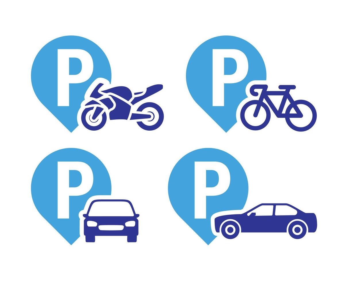 Pin Location Of Parking For Vehicles Icon Sign. vector