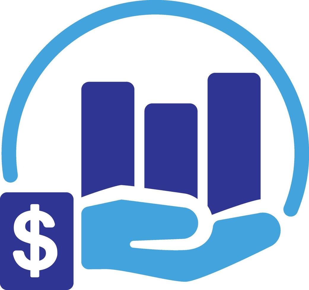 Hand Holding Bar Chart Money Icon vector
