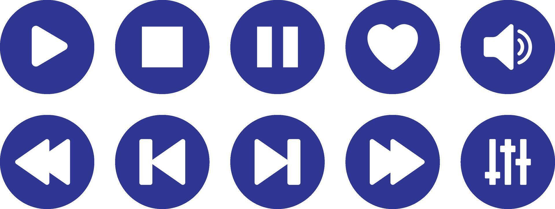Media Player Buttons icon set vector