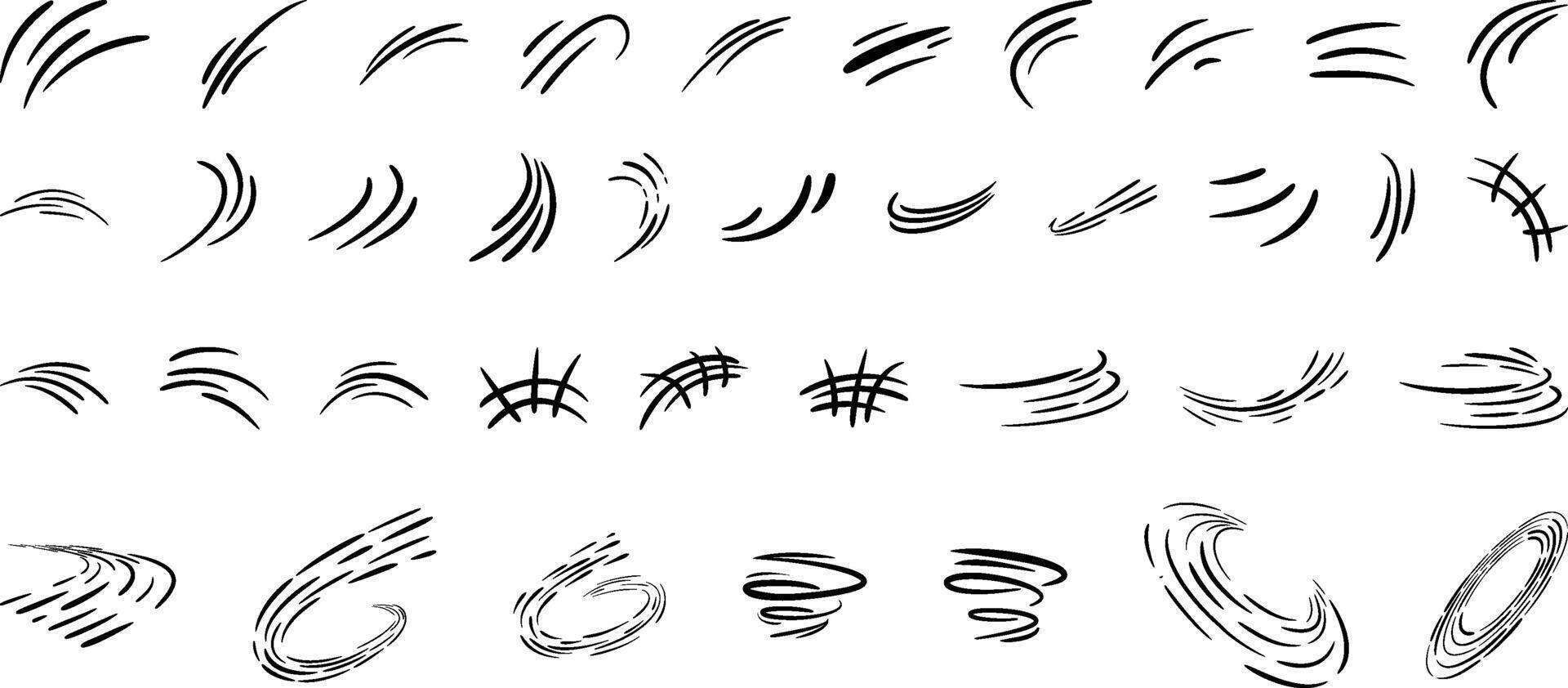 Line Movement Effect Cartoon Comic Anime Doodle Hand Drawn Elements vector