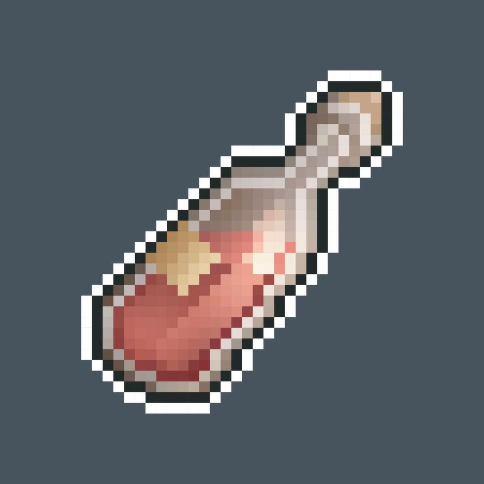 red wine drink in pixel art style with isolated background vector