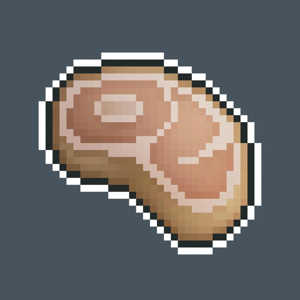 beef meat in pixel art style with isolated background vector