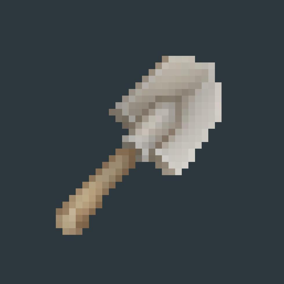 shovel tool in pixel art style with isolated background vector