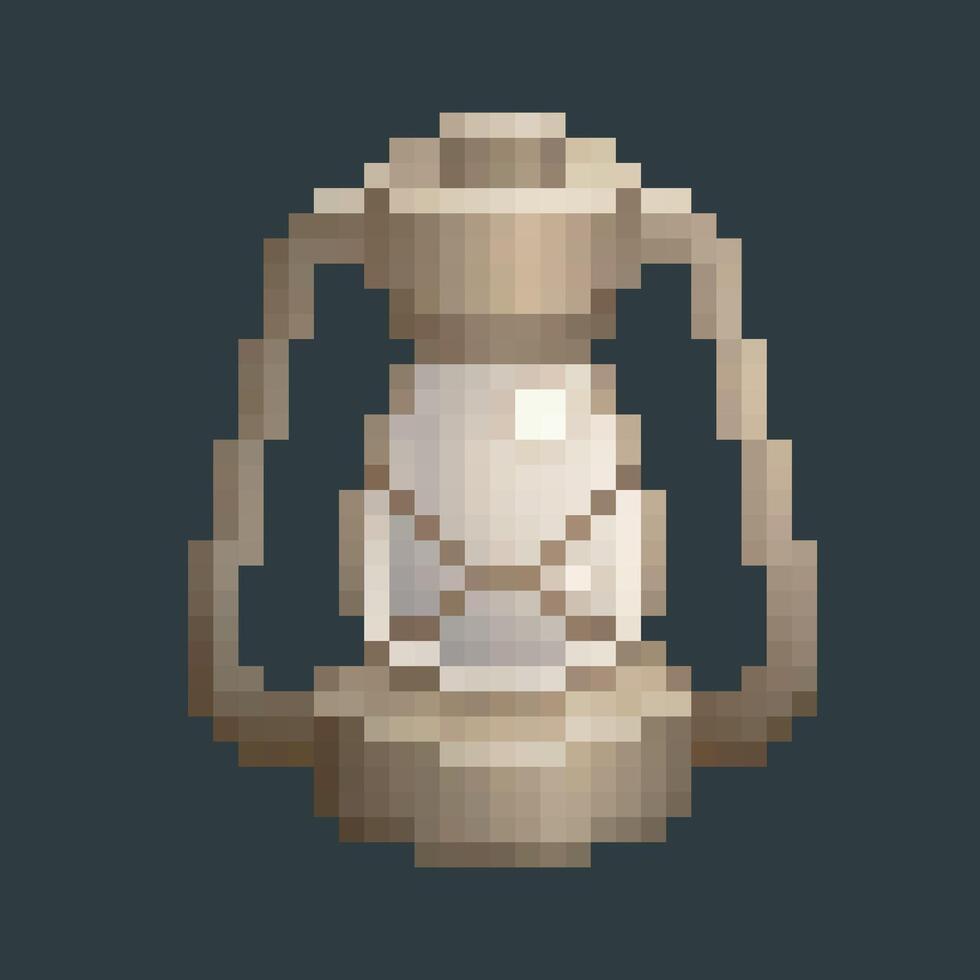 Iron lantern tool in pixel art style with isolated background vector