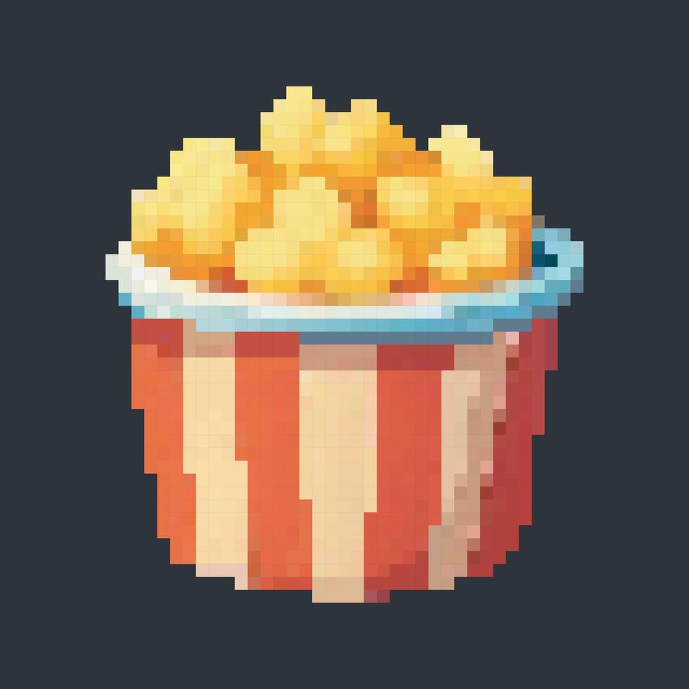 popcorn food in pixel art style with isolated background vector
