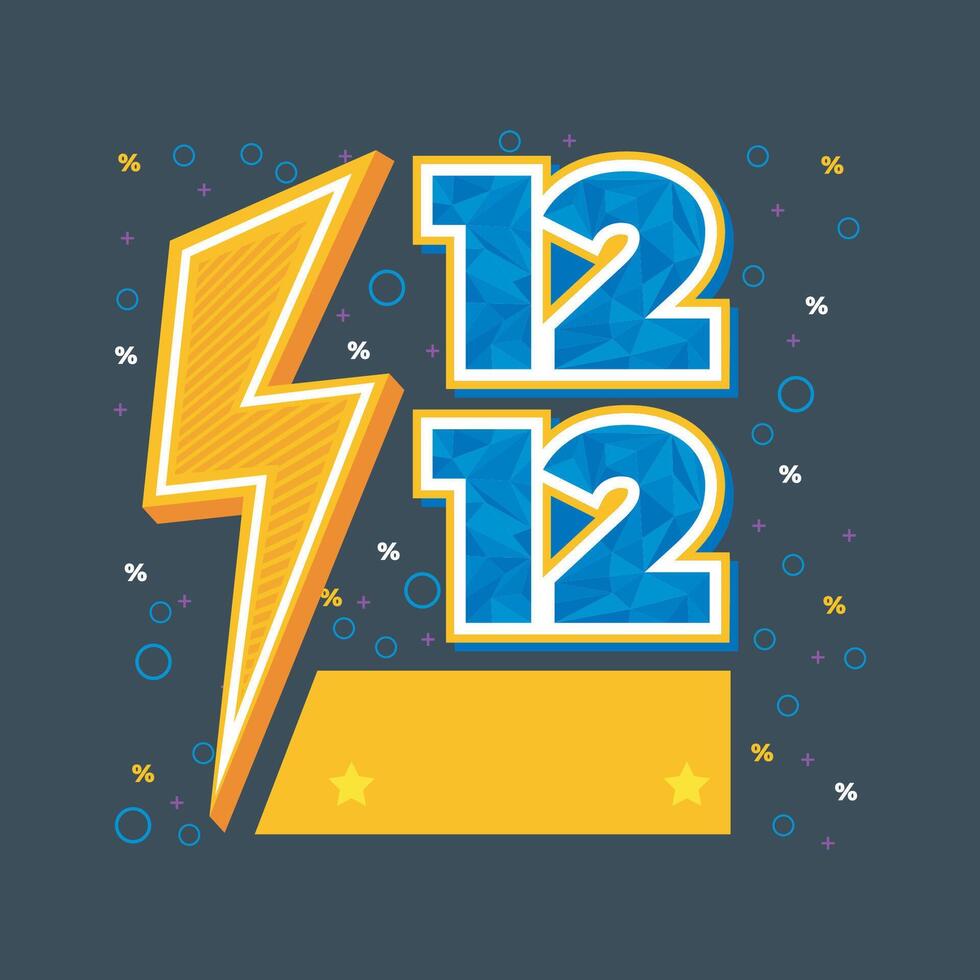 double twelve number with thunder blank label in isolated background vector