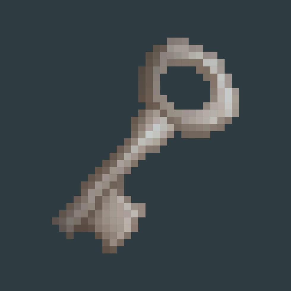 iron key in pixel art style with isolated background vector