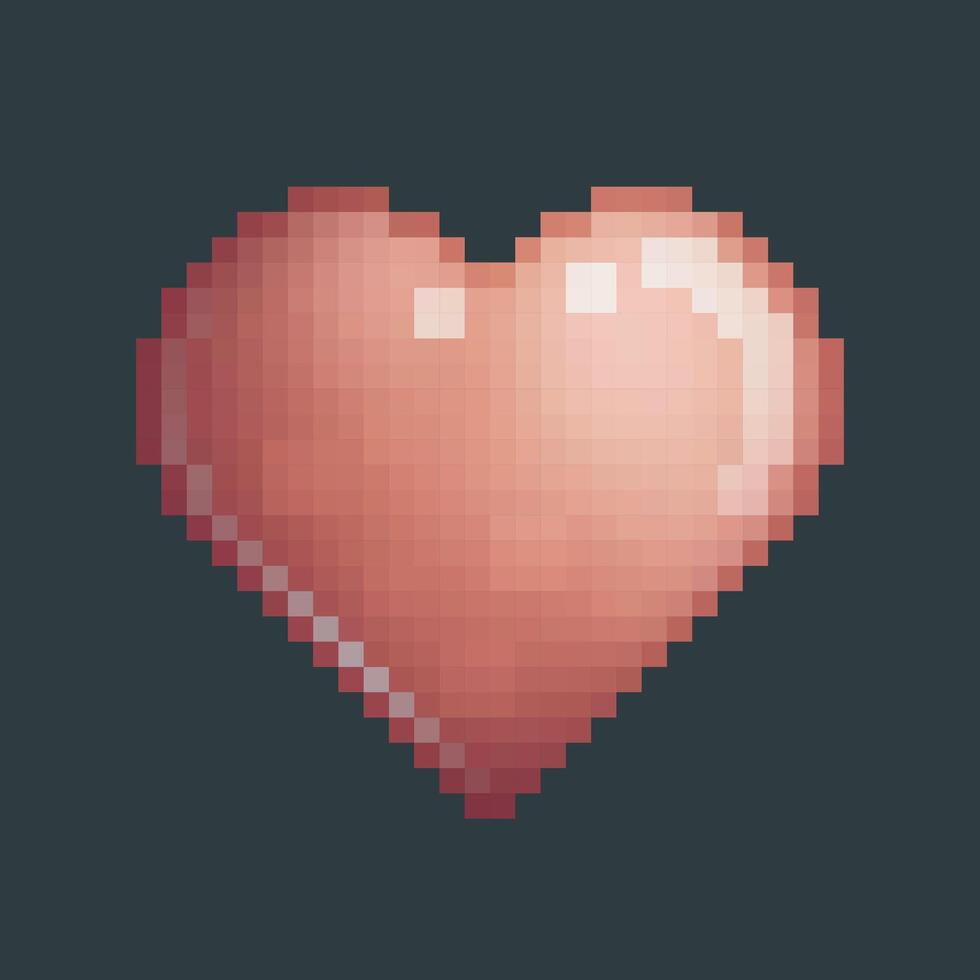 heart love sign in pixel art style vector