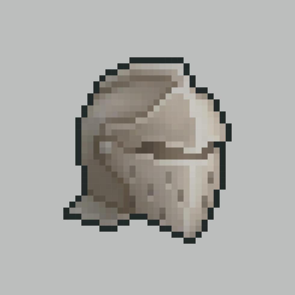 Iron helmet in pixel art design with isolated background vector
