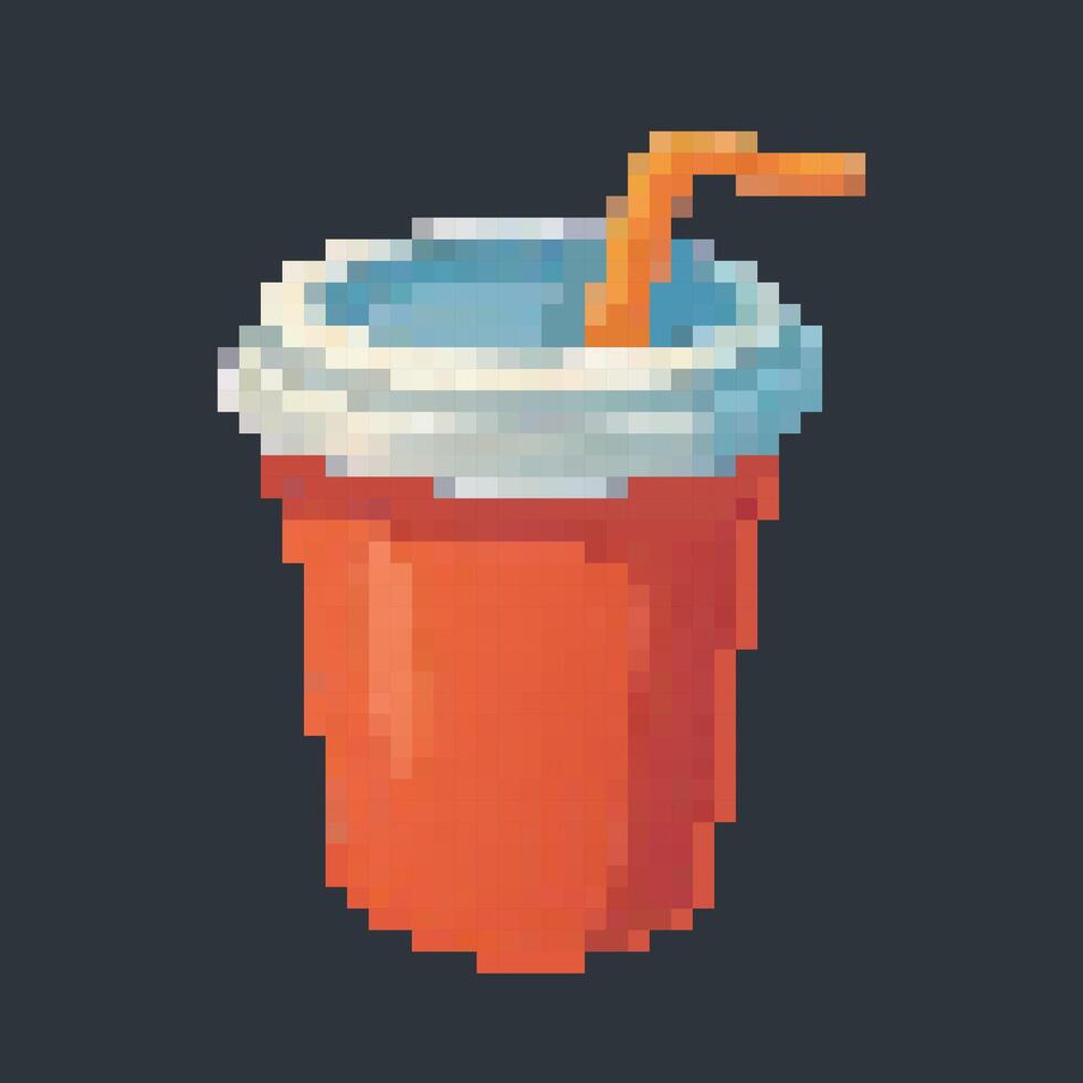 soda drink in pixel art style with isolated background vector
