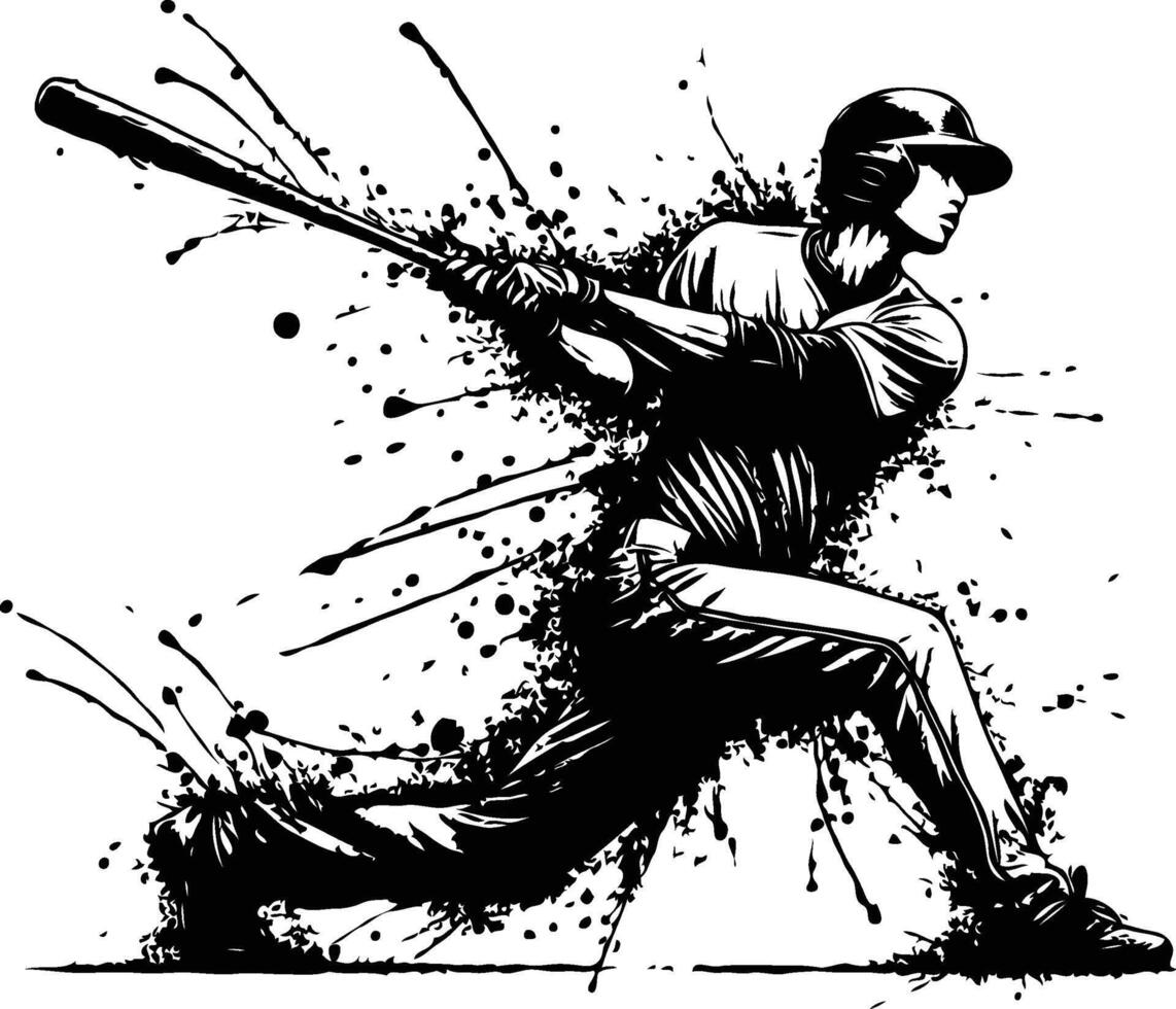 baseball player splash silhouette vector