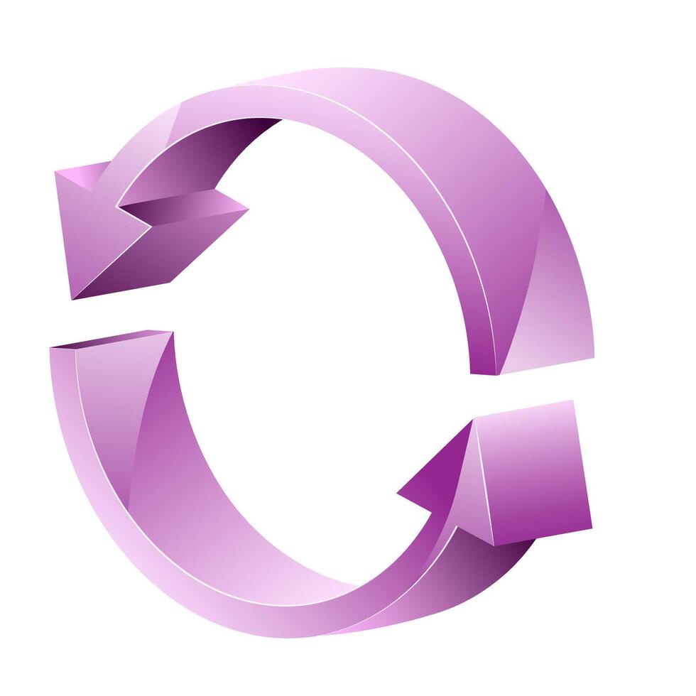 3D realistic illustration of circle arrow symbol refresh or reload vector