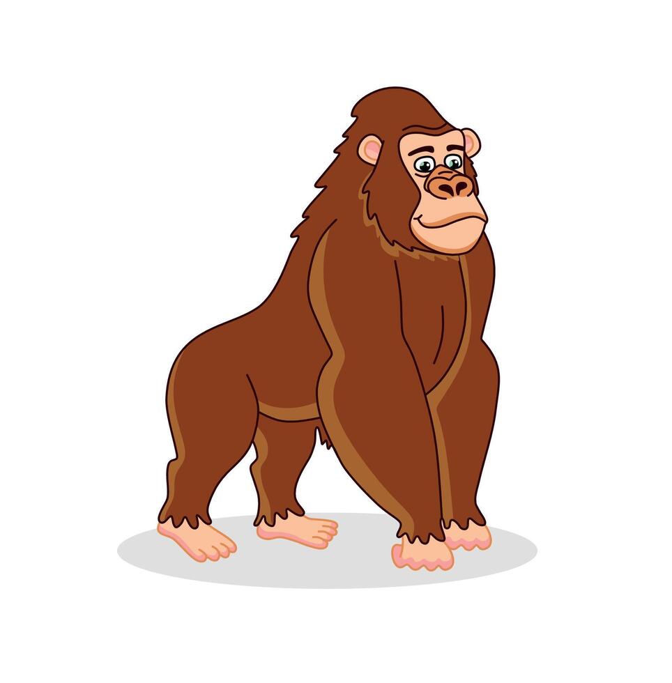 Cute color gorilla cartoon on white background vector