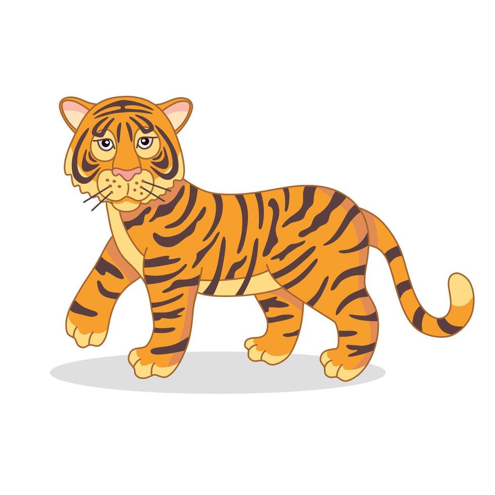 Cartoon tiger on white background. illustration. vector