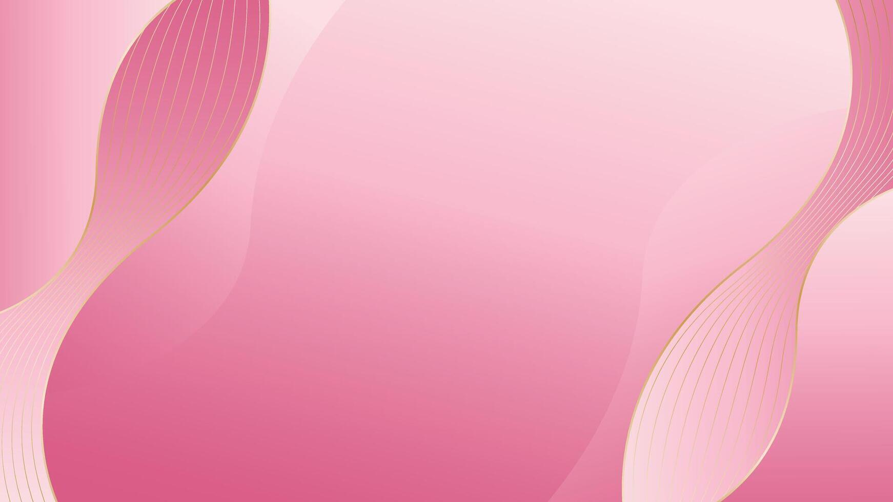 Elegant Pink Luxury Background with Golden Wavy Lines for Banner or Presentation vector