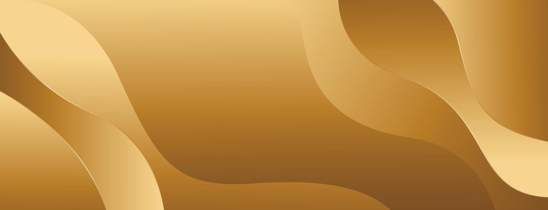 Simple elegant gold banner background. Abstract wave shapes vector