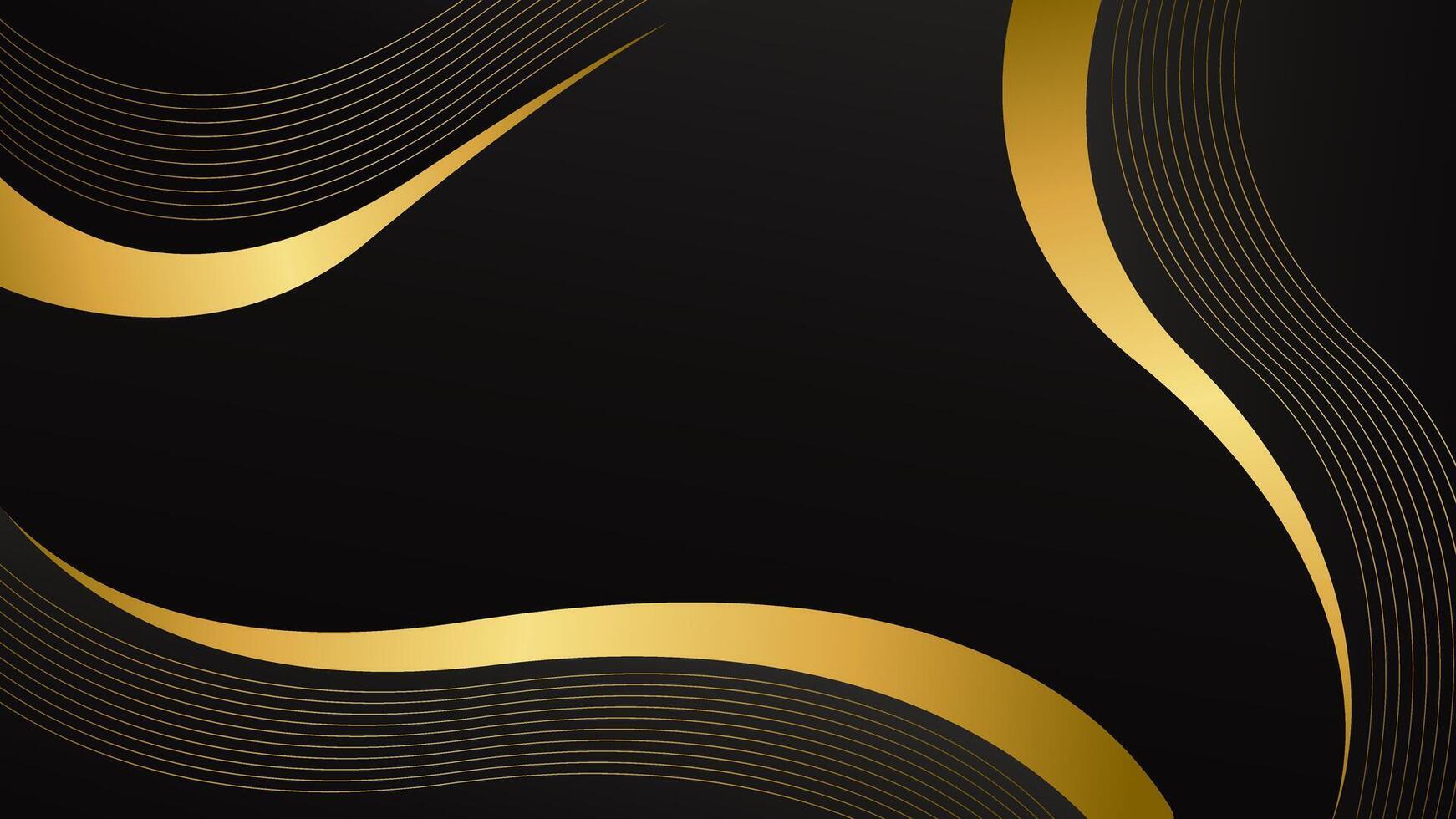 Elegant abstract black luxury background with gold lines. Modern wallpaper vector
