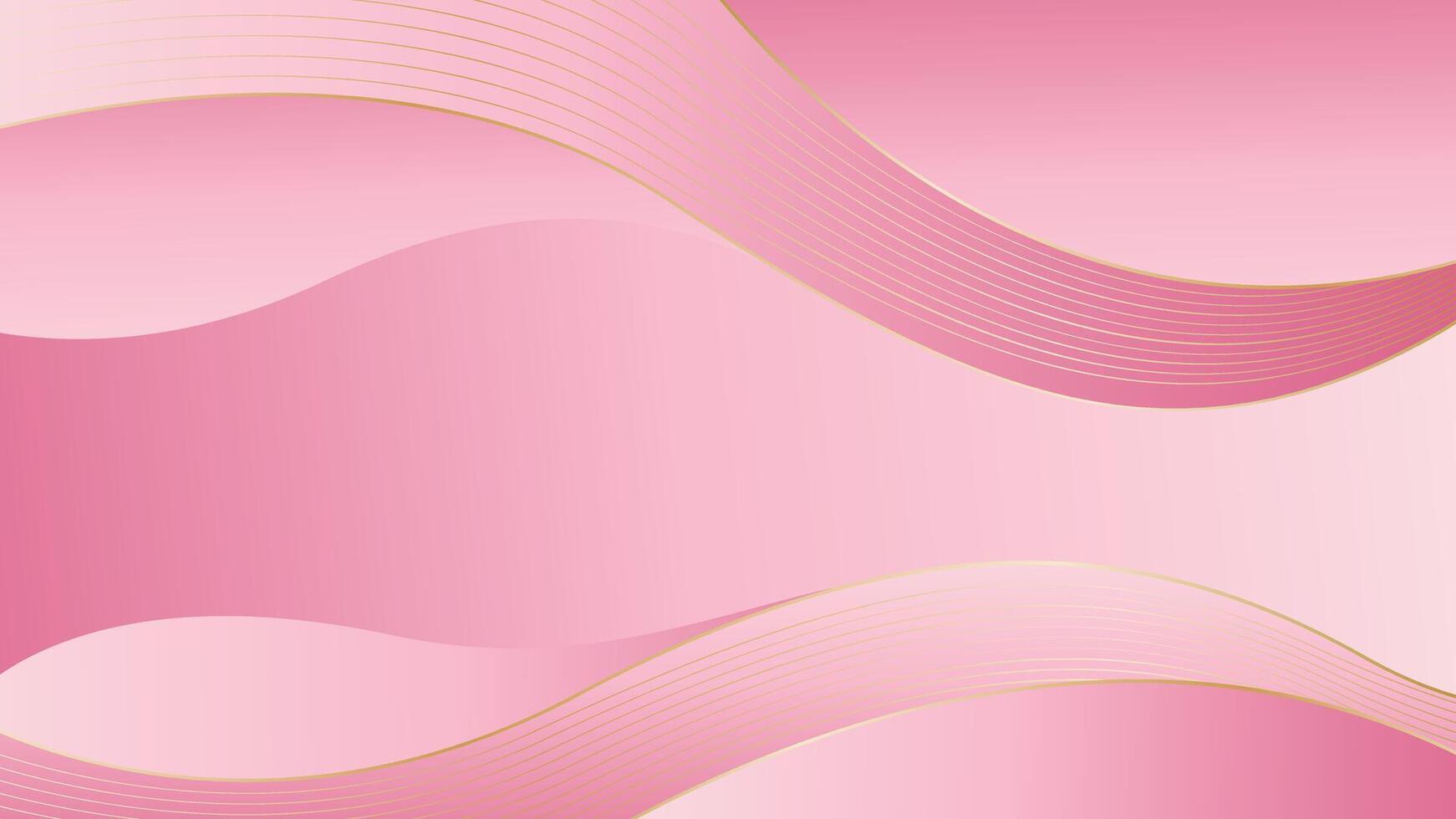 Elegant pink luxury background with golden wavy lines vector