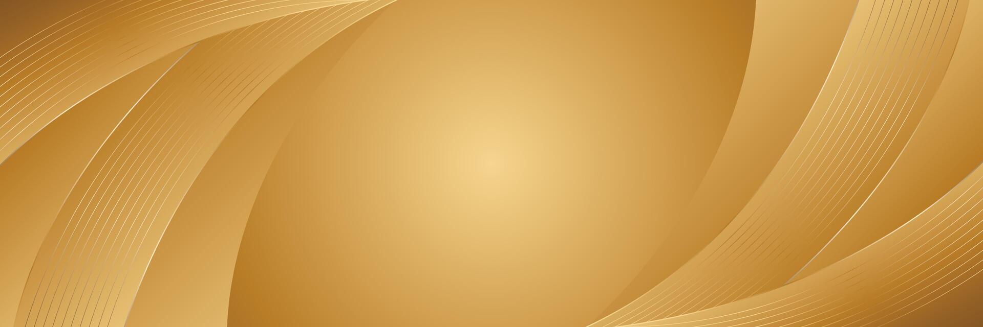 Elegant Gold Banner Background with Abstract Smooth Curves in Luxury Style vector
