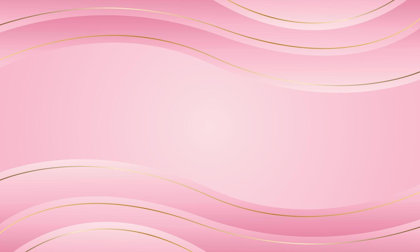 Abstract Pink beauty wave background with gold lines, Minimalist elegant wallpaper vector