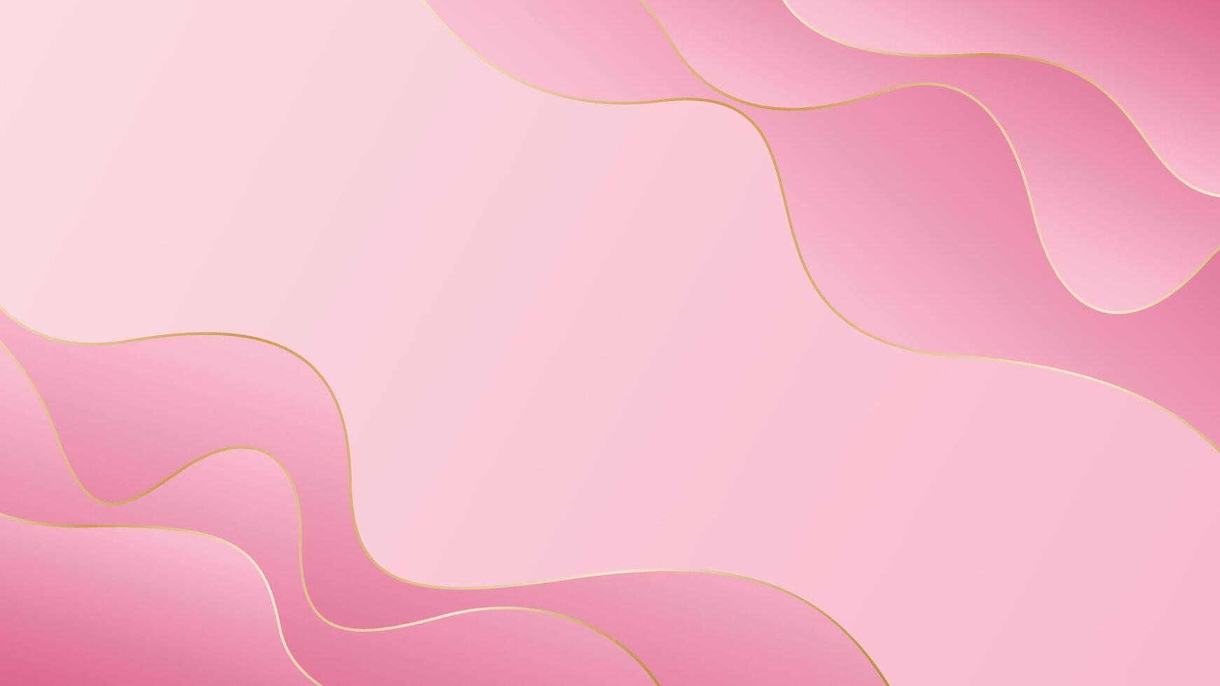 Elegant pink luxury background with golden wavy lines. Suitable for beauty design, templates, banners, cards, covers, awards, sales, events, websites, pages and more vector