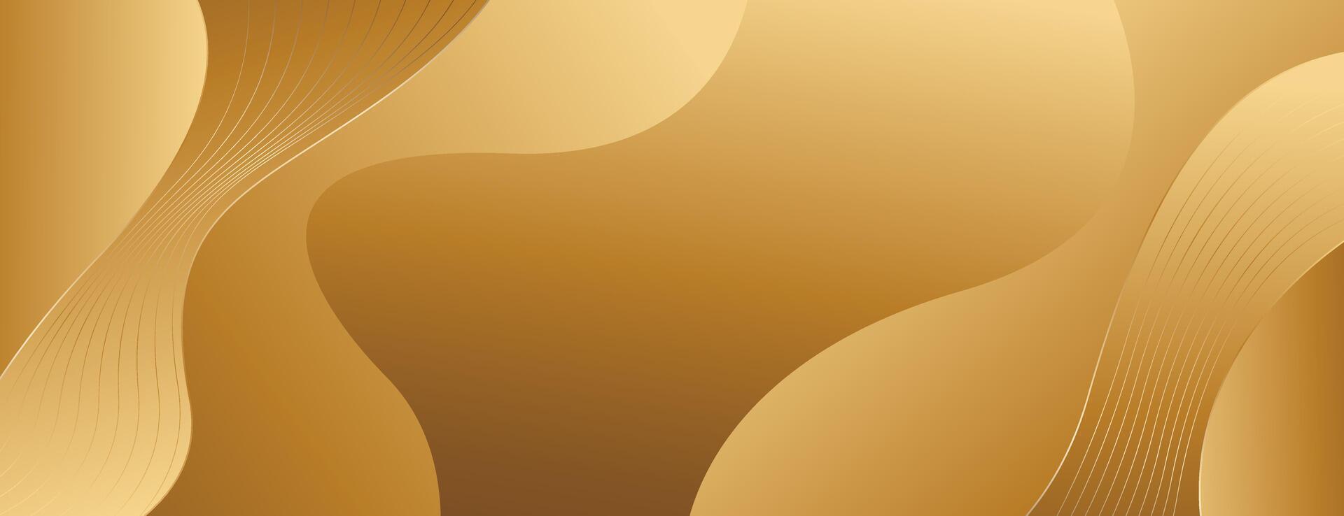 Abstract gold banner background with wavy shapes vector