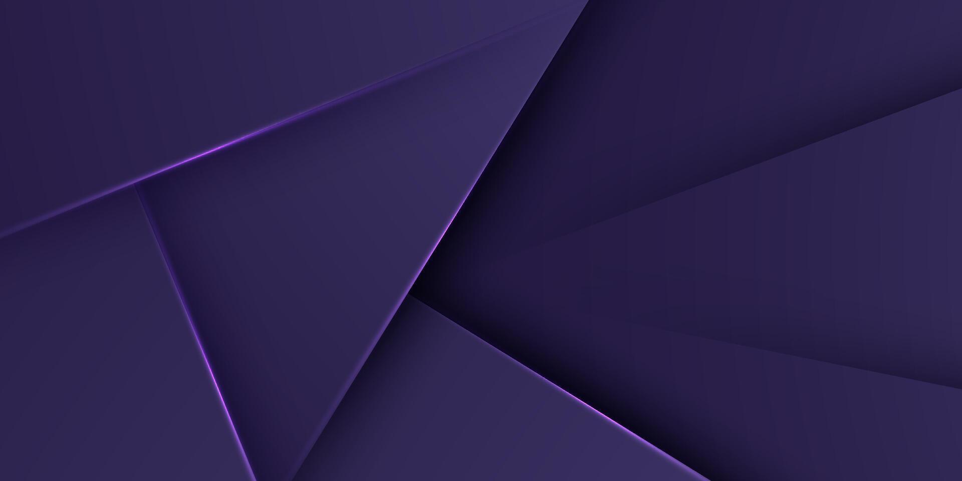 Abstract papercut triangle purple background. Simple dark background with shadow and lights pattern. vector