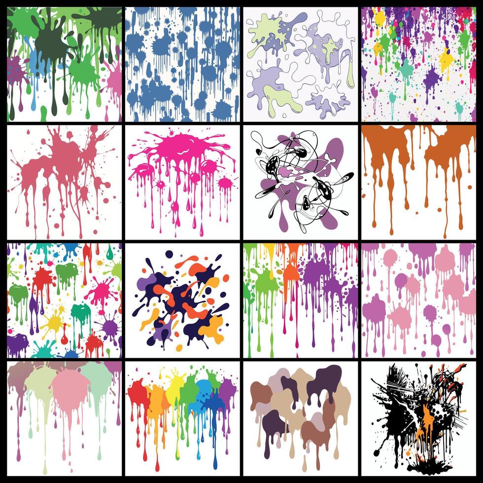 Set of Messy Paint Splatters and Abstract Drips Creating a Modern Grunge Look vector