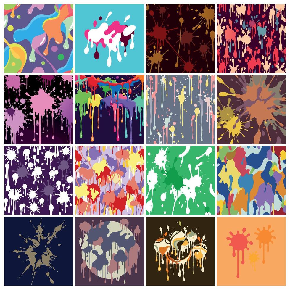 Paint Splatter Artwork with Grunge Texture and Bright Ink Blots vector
