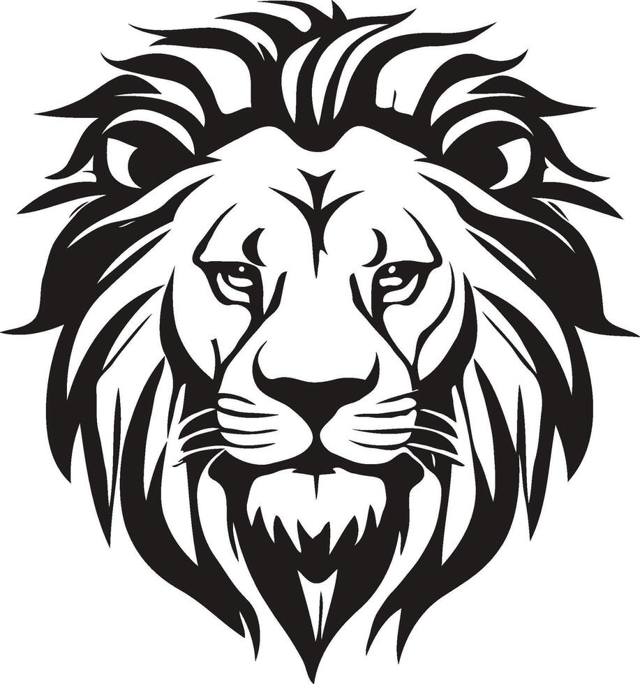 Clean Lion Head Mascot Silhouette, Strong Animal Emblem Design for Logos vector