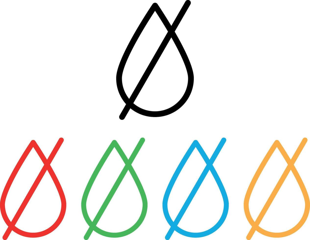 Colorful no water icon set in different colors . No water drop icon . illustration vector