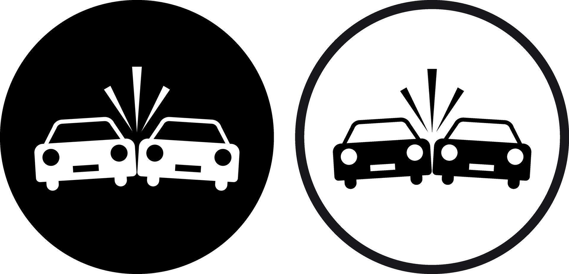 Crashed cars icon set in two styles . Road car accident icon . illustration vector
