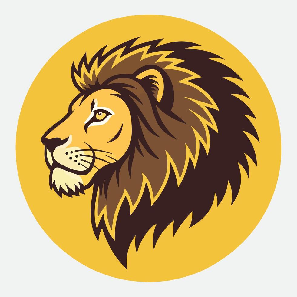 Lion head in a round shape on a white background vector